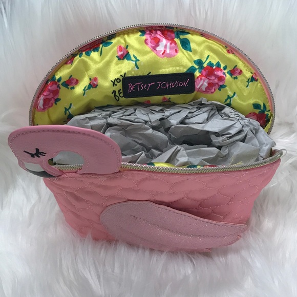 Betsey Johnson Pink Flamingo Cosmetic Bag - Picture 3 of 3